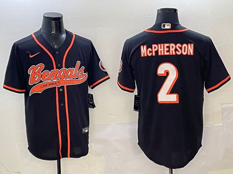 Men Cincinnati Bengals #2 Mcpherson Black Joint Name 2025 Nike Limited NFL Jersey style 2